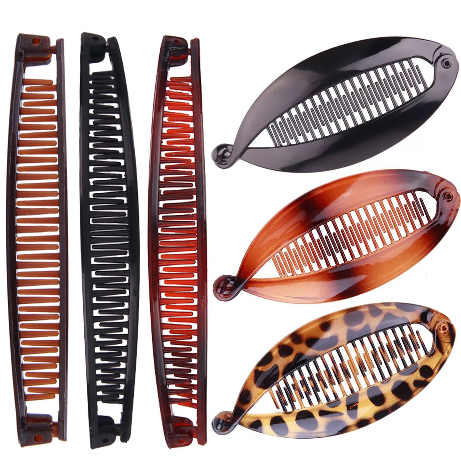 Banana Hair Clips for Women - Large Double Ponytail Holder Clips for Thin Hair, Classic Fishtail Clincher Combs | Perfect for Everyday Styling, Work, and Special Occasions