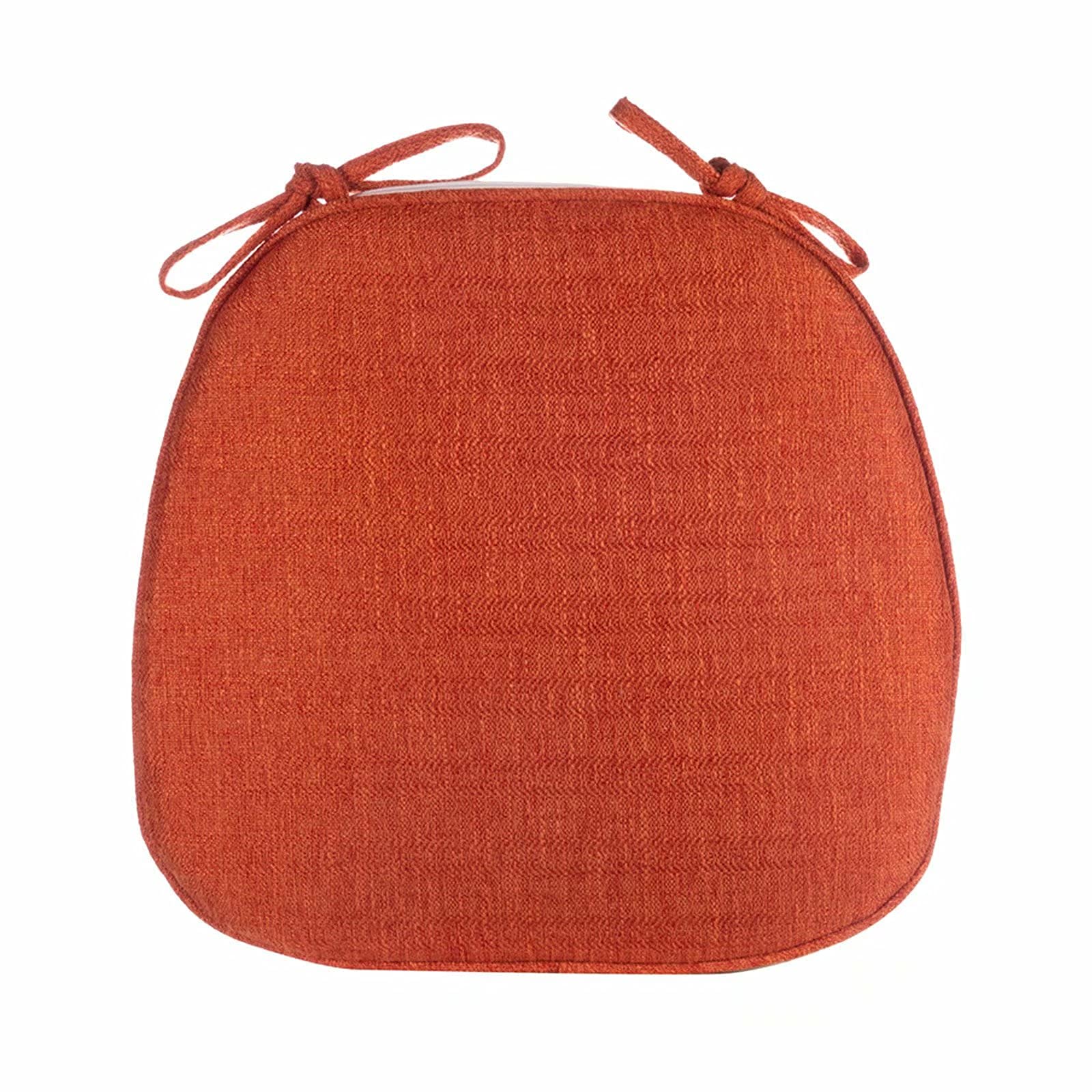 16x16 Washable Chunky Orange D-Shape Dining Chair Cushions Set of 2 - Comfortable Kitchen Chair Seat Pads for Home, Restaurant & Outdoor Use