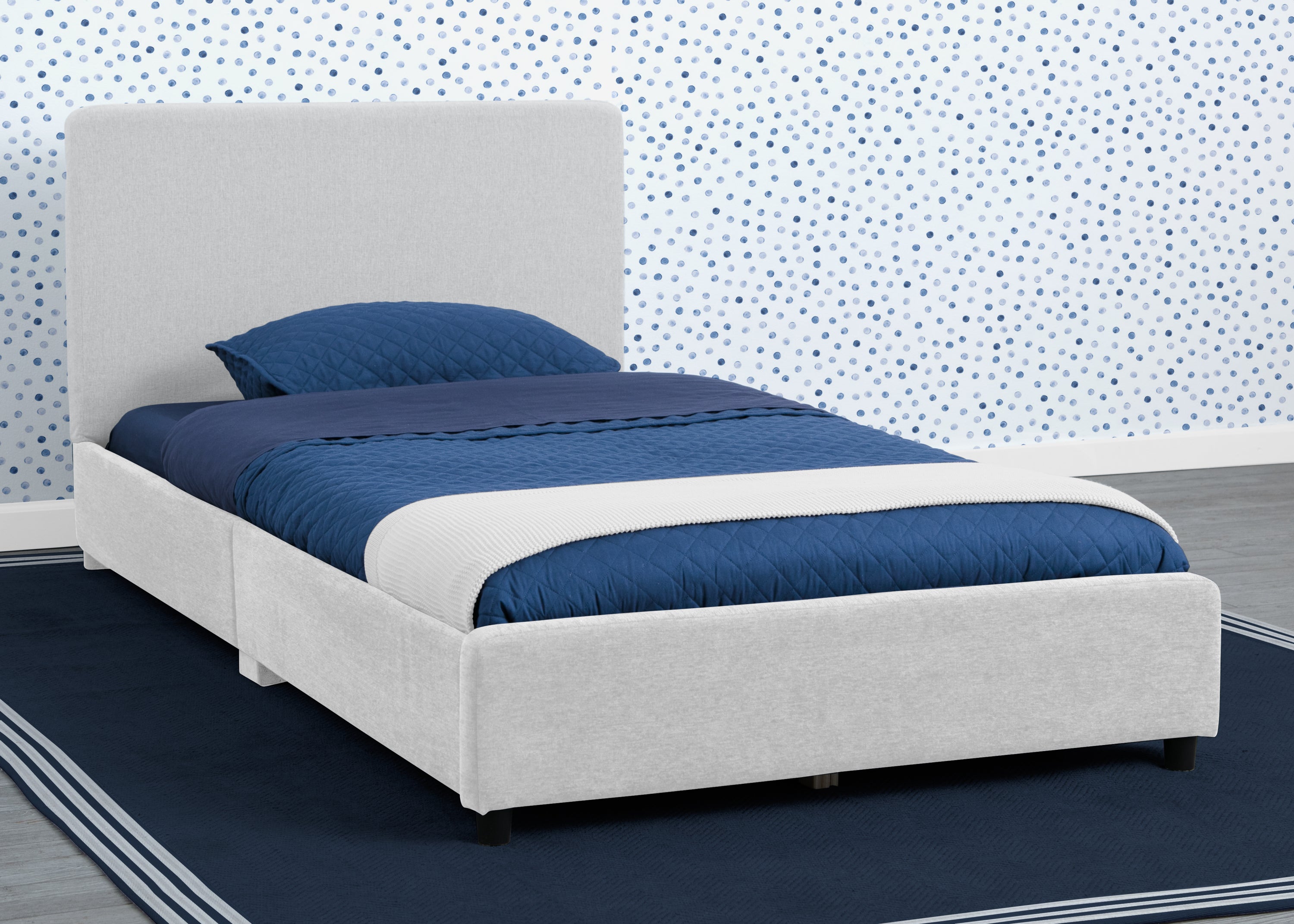 Upholstered Twin Bed with Headboard - Soft Fabric Bed Frame for Kids & Teens - Perfect for Bedrooms, Dorms & Guest Rooms