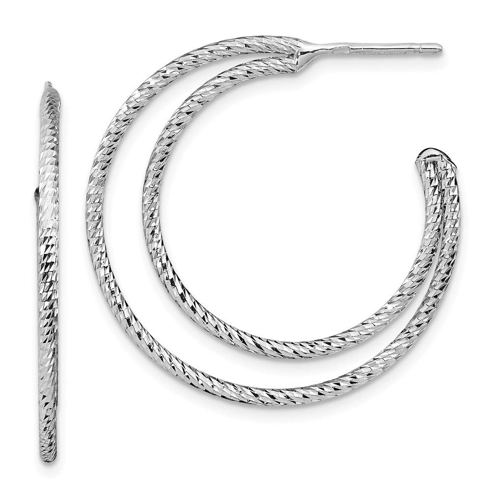 925 Sterling Silver Diamond-Cut Tube Hoop Earrings - 30mm x 31mm | Hypoallergenic Dangle Earrings for Women | Perfect for Parties, Weddings & Everyday Wear