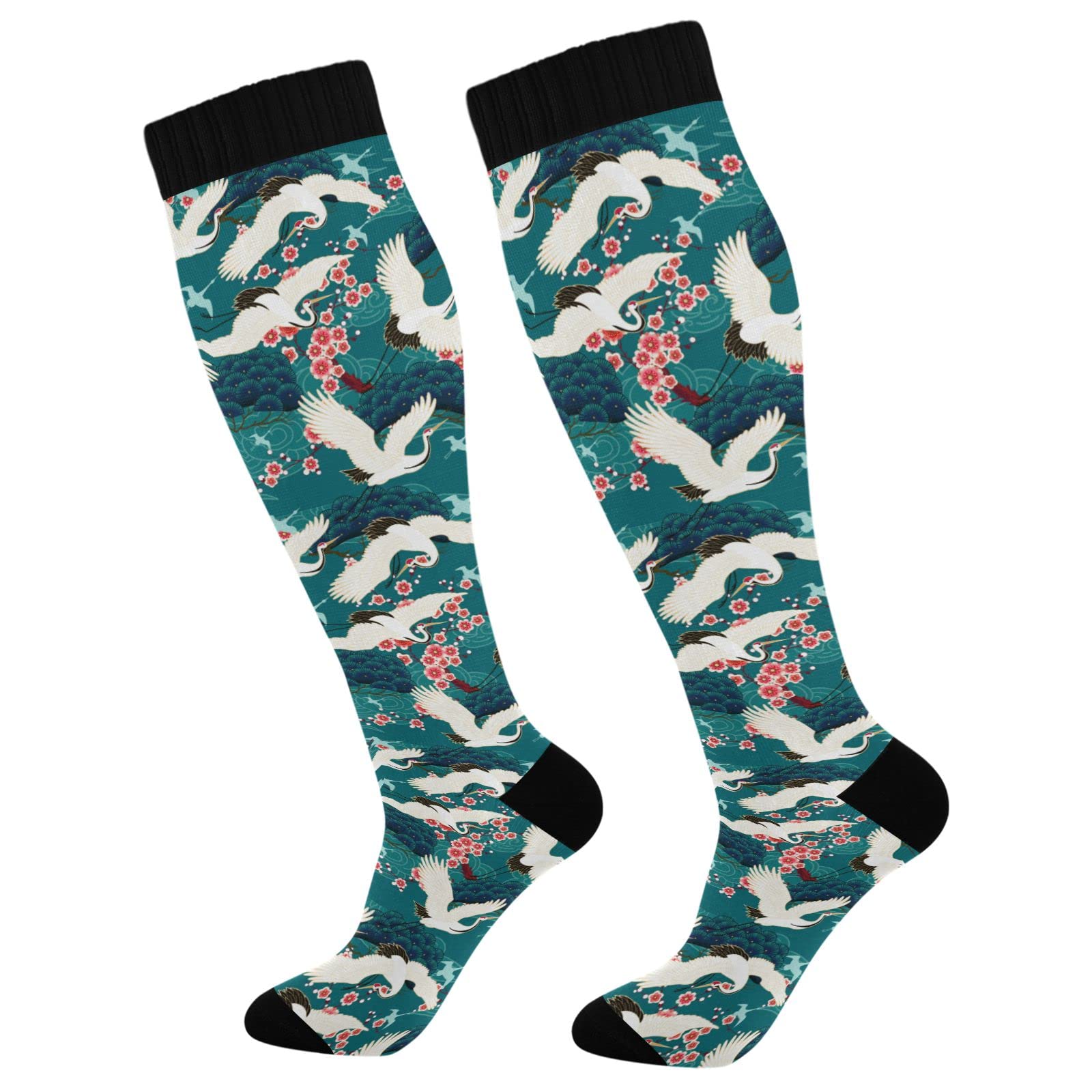 JUNZAN Magnolia Grey Compression Socks for Women & Men - Medical Grade Circulation Support Socks for Running, Cycling, Nursing & Travel - Improve Blood Flow & Reduce Swelling During Workouts & Long Shifts