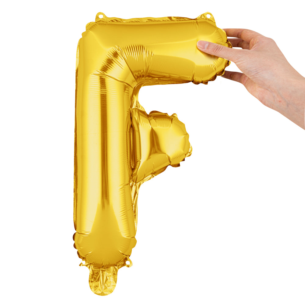 Balloonify Gold Mylar Letter F Balloon - 16 Inch Large Foil Alphabet Balloon for Birthday Party Decorations, Baby Showers & Graduation Celebrations