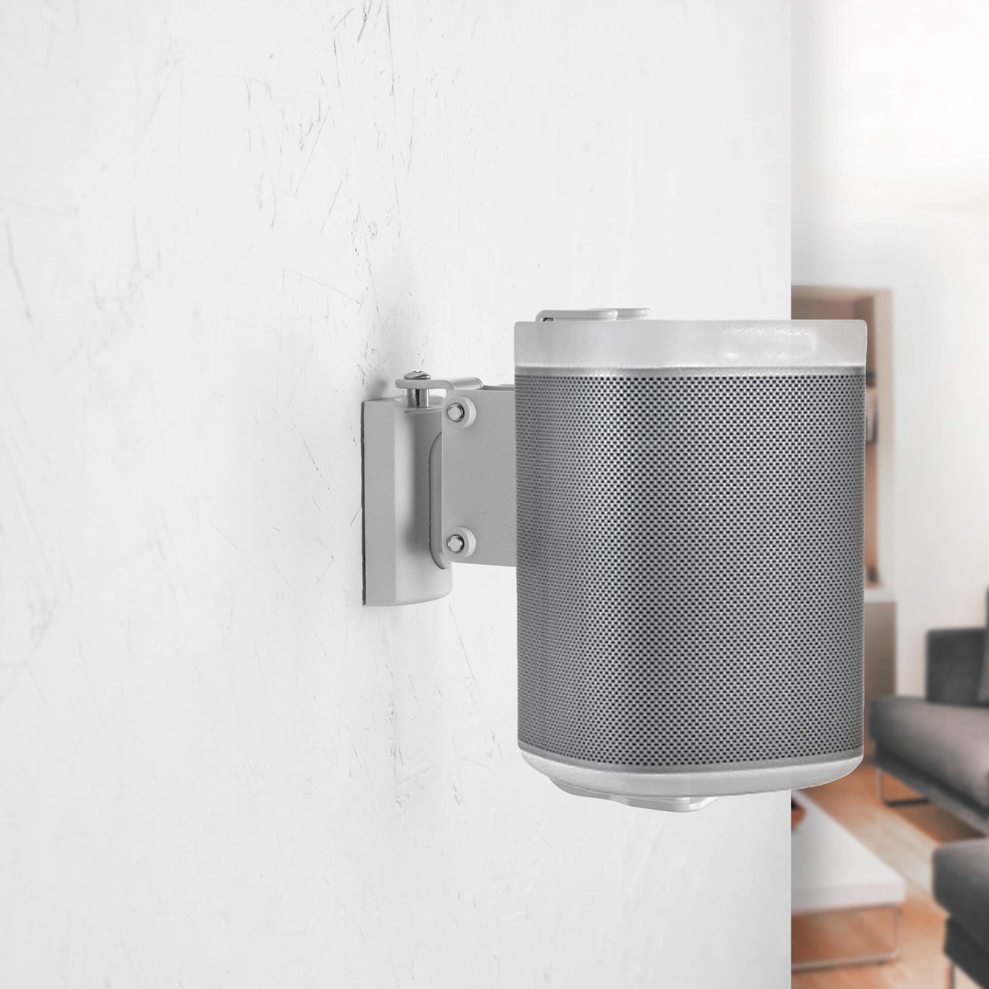 VIVO White Dual Wall Mount Brackets for Sonos One, SL, and Play:1 Speakers | Adjustable Mounting System for 2 Sonos Audio Devices (MOUNT-PLAY1W) | Perfect for Home Theater, Office, and Indoor Speaker Installation