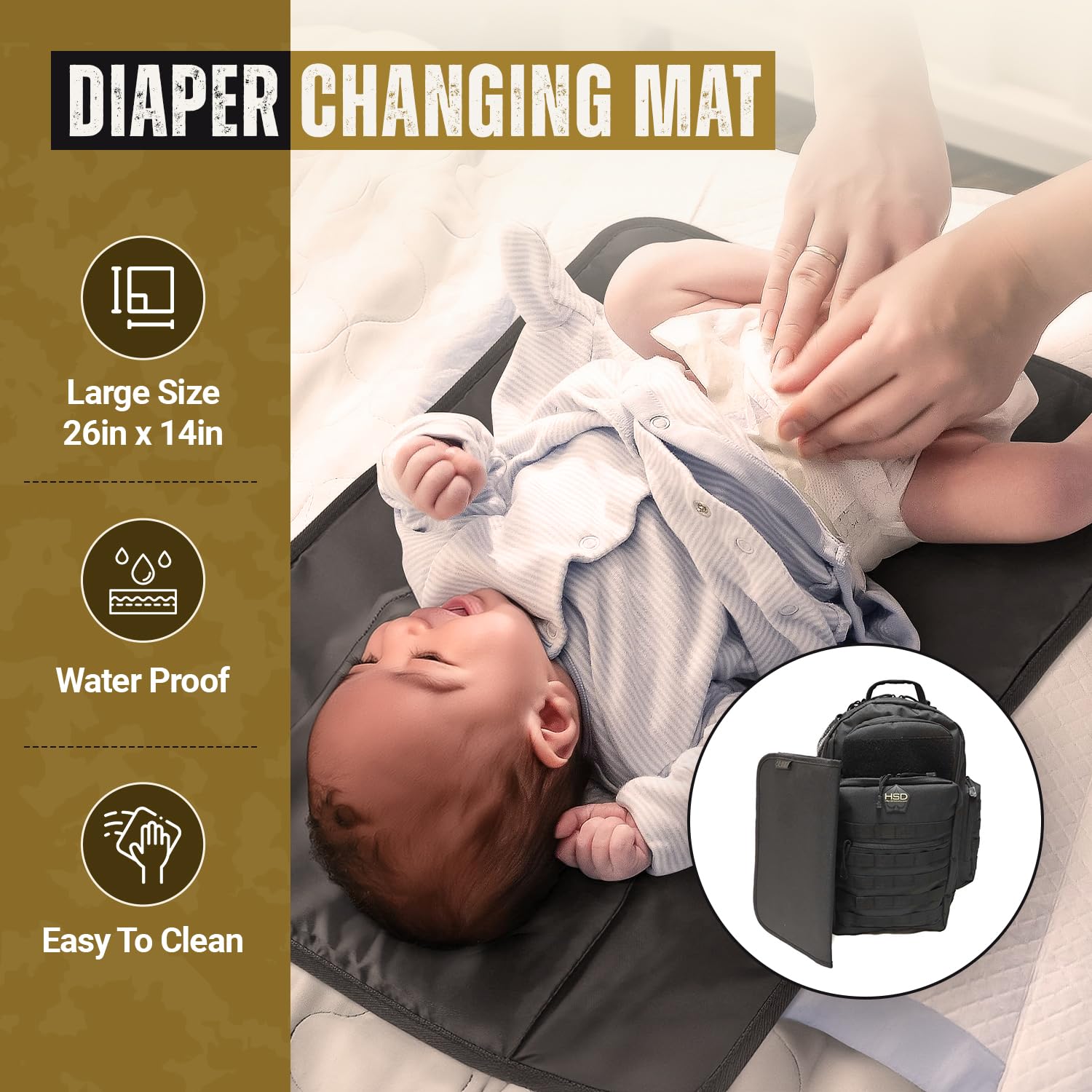 HighSpeedDaddy Military-Grade Waterproof Baby Diaper Backpack - Compact Travel Bag with Stroller Straps & Tablet Sleeve for Newborns & Toddlers - Perfect for Daycare, Travel & Outdoor Adventures