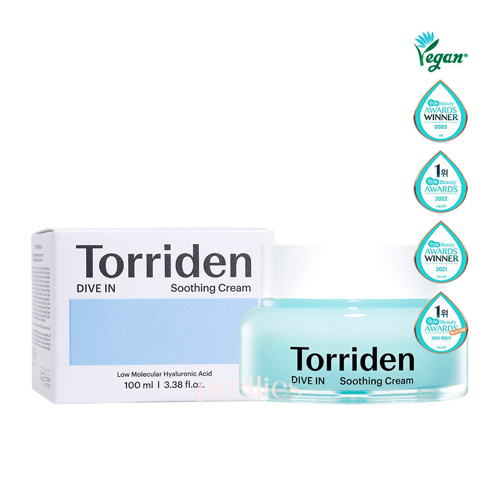 Torriden Dive-In Low Molecular Hyaluronic Acid Soothing Face Cream 100ml - Hydrating Moisturizer for Dry & Sensitive Skin - Perfect for Daily Skincare Routine & Post-Treatment Care