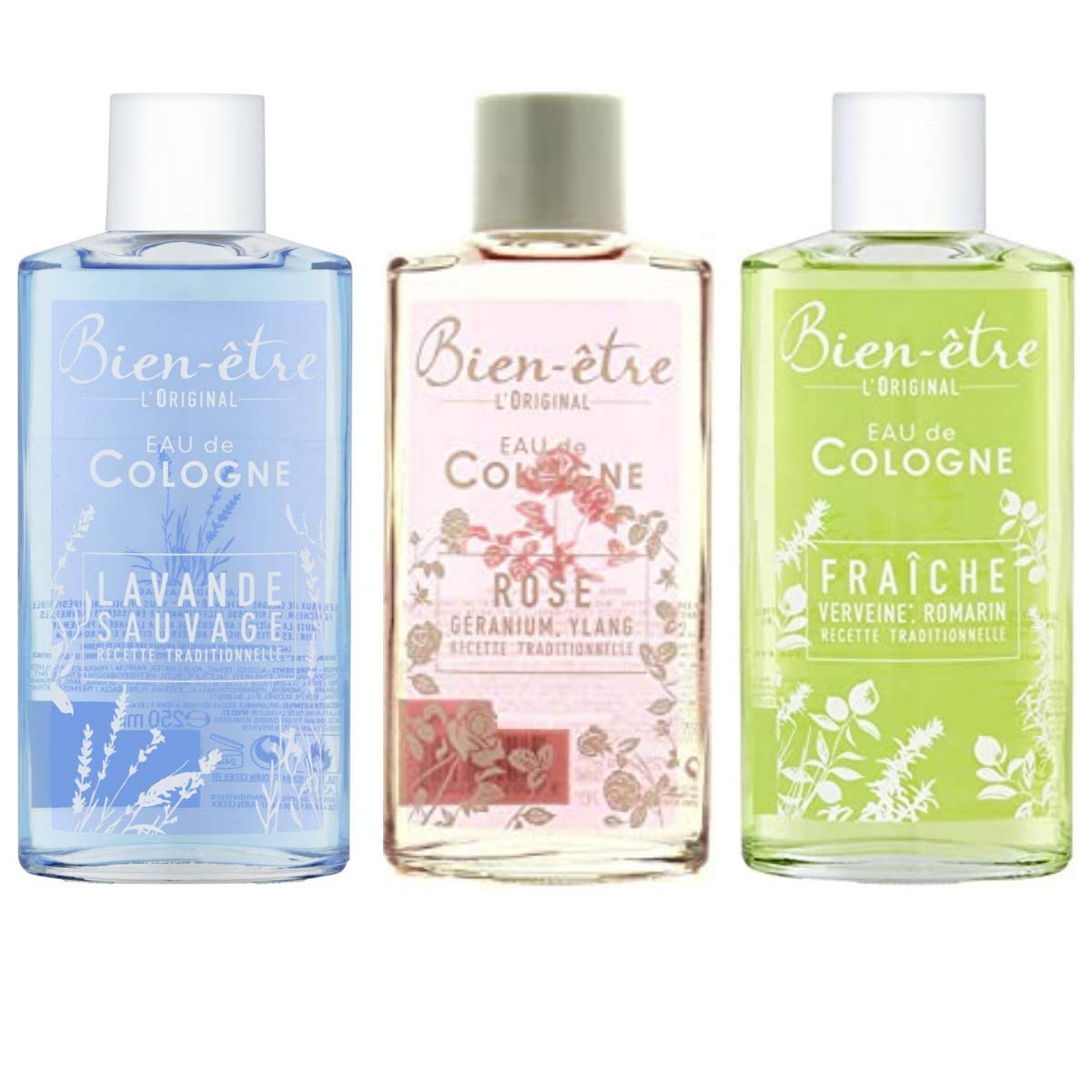 Bien-Etre L'Original Eau De Cologne Lavender, Rose, Fresh 250ml - French Imported Perfume for Women & Men | Perfect for Daily Wear, Gifts & Special Occasions
