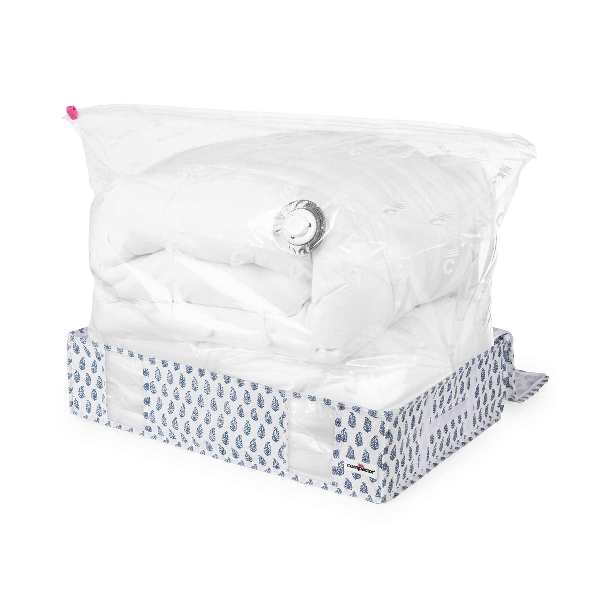Premium Vacuum Storage Bags - 6 Pack L Size Semi-Rigid Polypropylene & Nylon Space Saver Bags for Clothes, Blankets, Seasonal Items | Wardrobe Organizer, Moving Storage Solution | Compact Cube Design with White/Blue Box | Ideal for Home Organization, Travel & Small Space Living