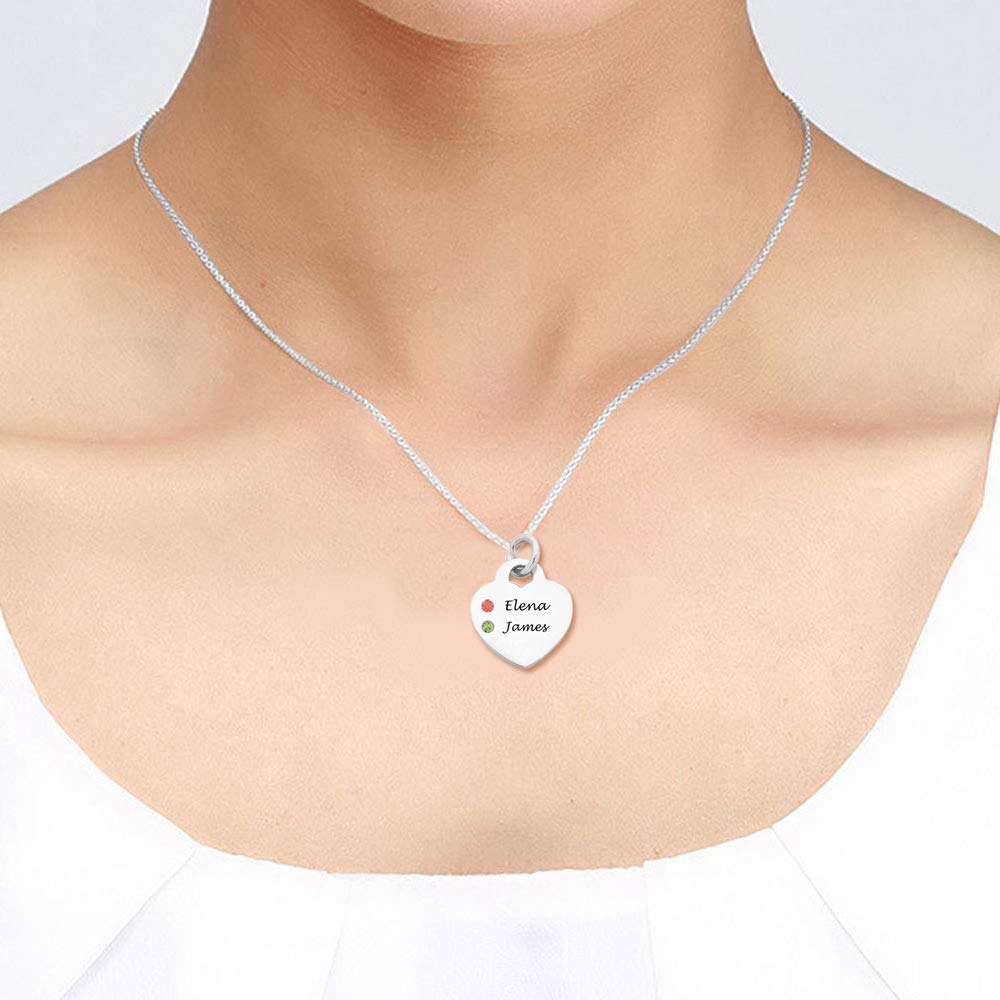 Personalized Name Necklace for Women - Custom Engraved Family Circle Pendant with Birthstone & Heart Charm - Couple & Teen Gift Idea for Anniversary, Valentine's Day & Mother's Day - Perfect for Everyday Wear & Special Occasions
