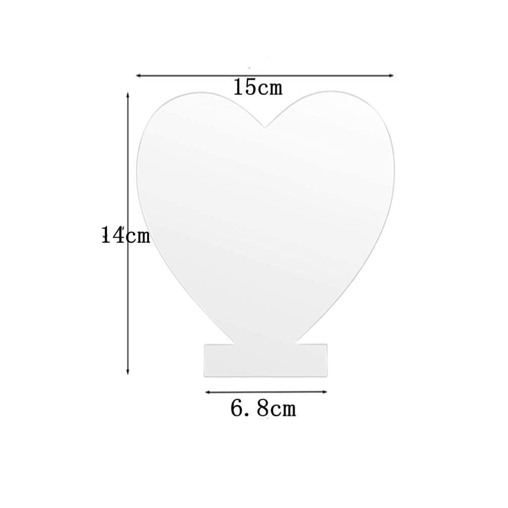 5Pcs Clear Acrylic Light Plates for LED Signs - Heart Shaped Transparent Cast Boards with Neon Marker Lights - Perfect for DIY Home Decor, Wedding Centerpieces, and Cafe Signage