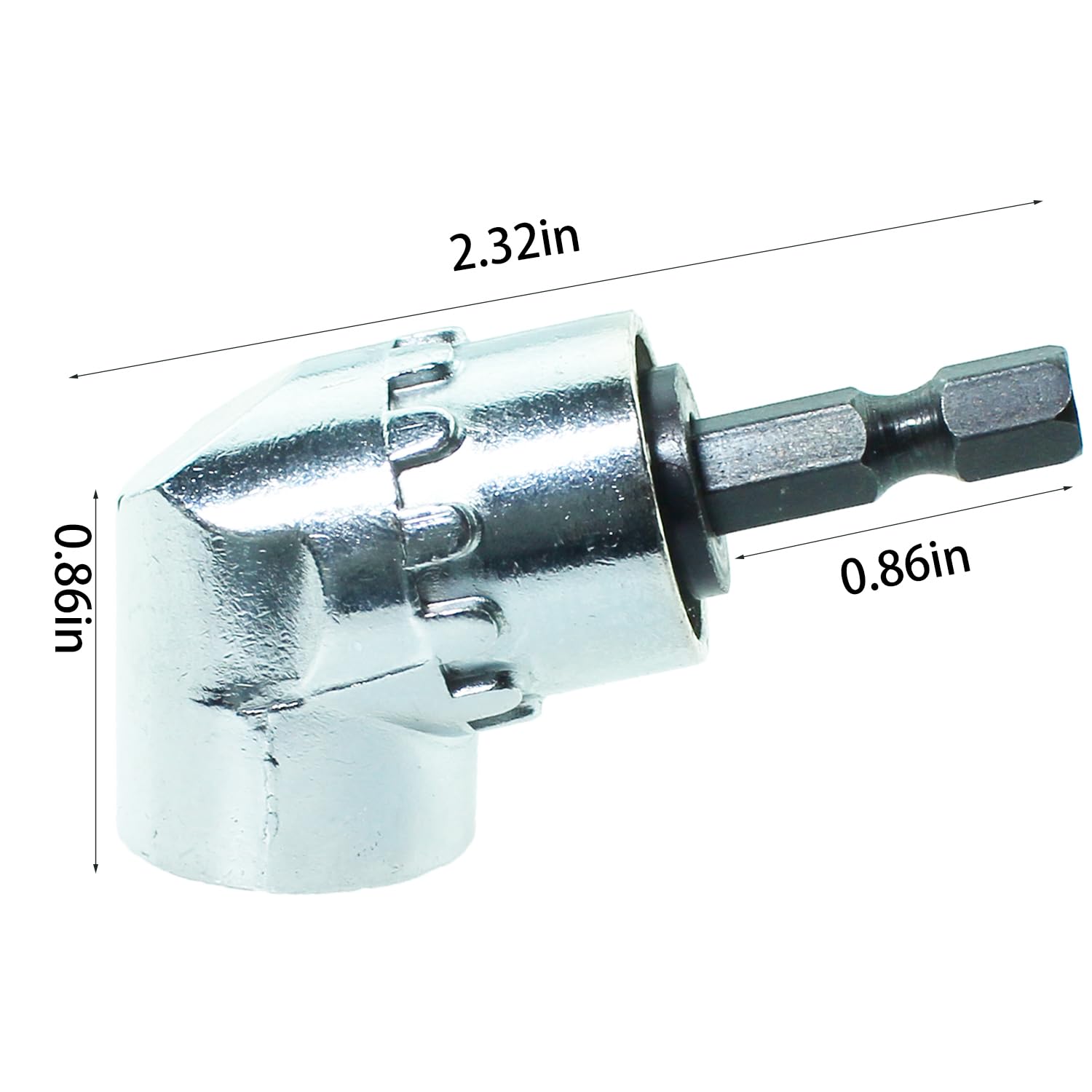 TAODAN Silver 105 Degree 1/4 Inch Right Angle Drill Bit Adapter - Hex Shank Screwdriver Bit Holder for Tight Spaces - Compatible with Power Drills, Impact Drivers & Socket Wrenches - Perfect for Automotive Repair, Furniture Assembly & DIY Projects