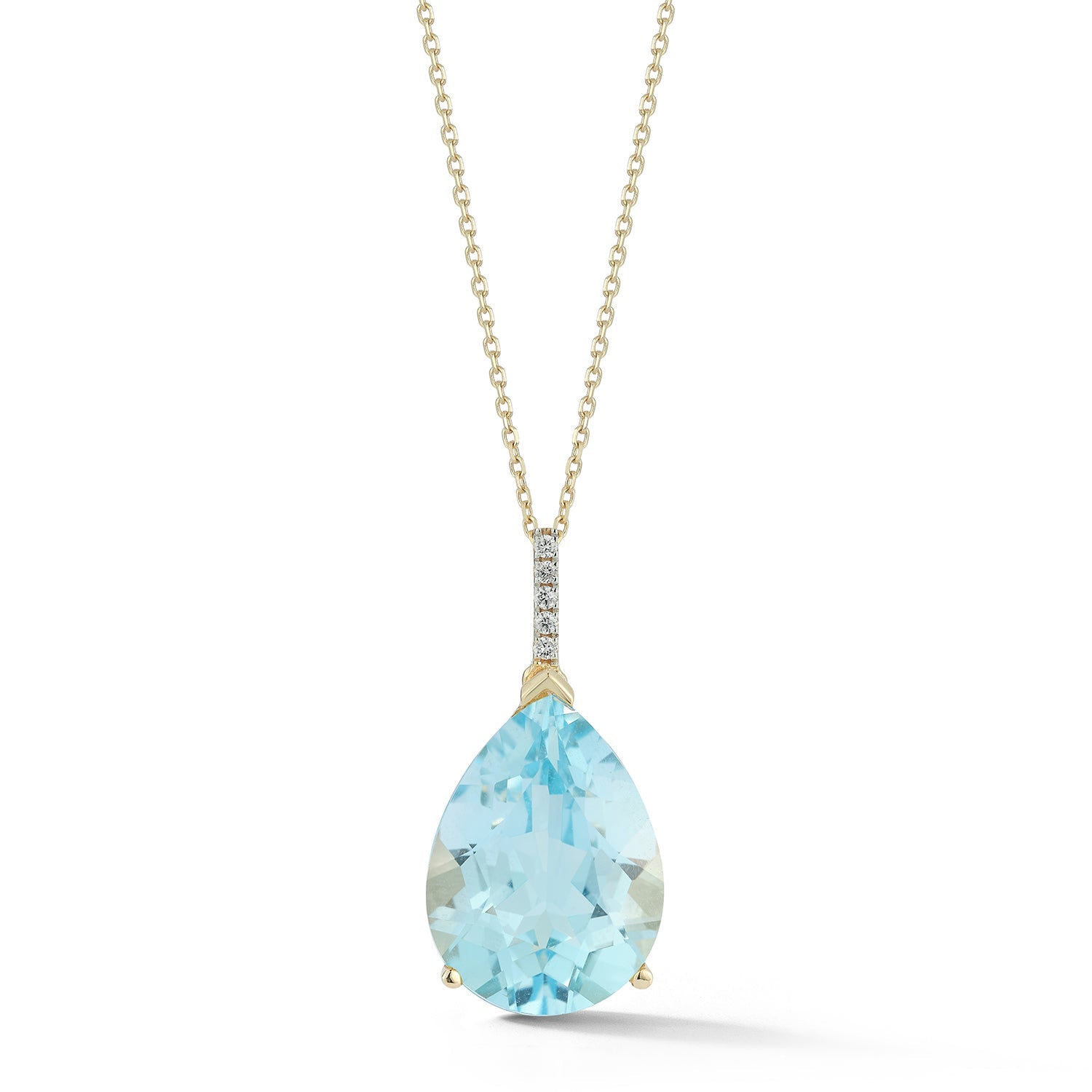 14K Swiss Blue Topaz Pear Necklace - Elegant & Dainty Jewelry for Women, Perfect for Weddings, Anniversaries & Special Occasions