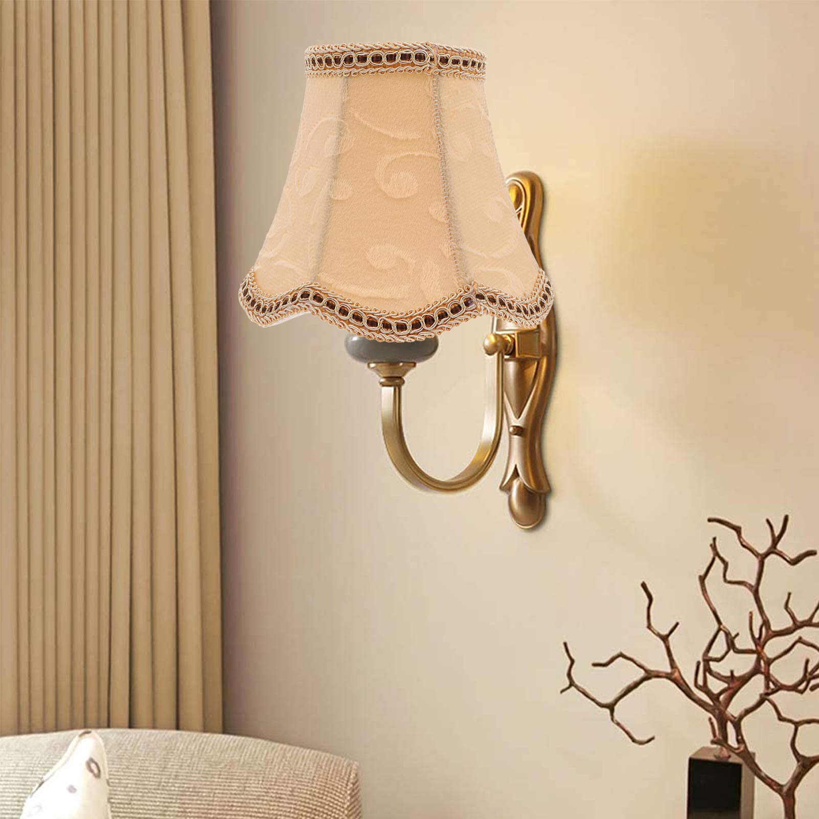 SOLUSTRE Fabric Drum Lamp Shade - 13cm Clip-On Chandelier & Table Lamp Cover - Decorative Bulb & Candle Shade for Floor, Wall & Ceiling Lights - Perfect for Living Room, Bedroom & Dining Room Lighting