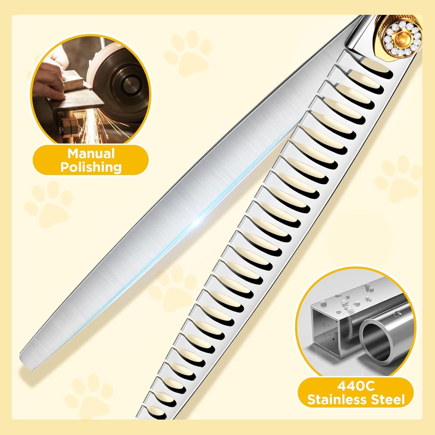 Gimars 8 Inch Professional Dog Grooming Scissors - 26 Teeth Sharp Blades, Heavy Duty 440C Stainless Steel, Ergonomic Pet Grooming Shears for Dogs, Cats & Small Animals - Perfect for Home Grooming & Professional Pet Salons