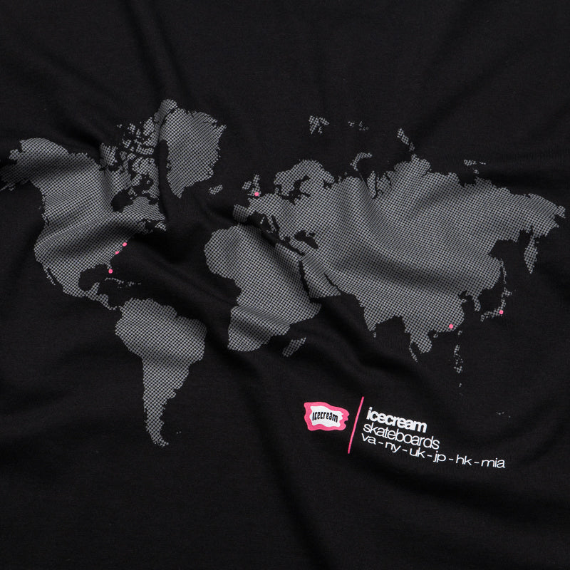 Black Ice Cream Location Graphic T-Shirt - Soft Cotton Tee for Casual Wear & Summer Outfits
