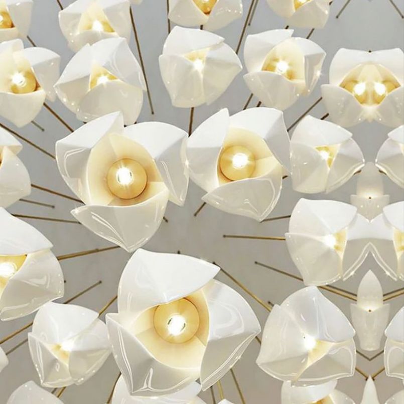 Elegant Bloom Ceramic Chandelier - Modern Handcrafted Ceiling Light Fixture for Dining Room, Living Room & Bedroom | Perfect for Home Decor & Interior Design