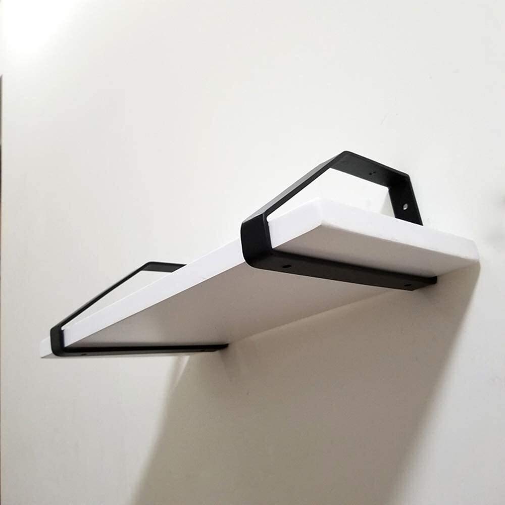 Heavy Duty Black Metal Shelf Brackets - 6 Inch (15cm) Floating Industrial Shelves, Rustic Wall Mounted Triangle Bracket for Kitchen, Bathroom, Garage Storage & Organization