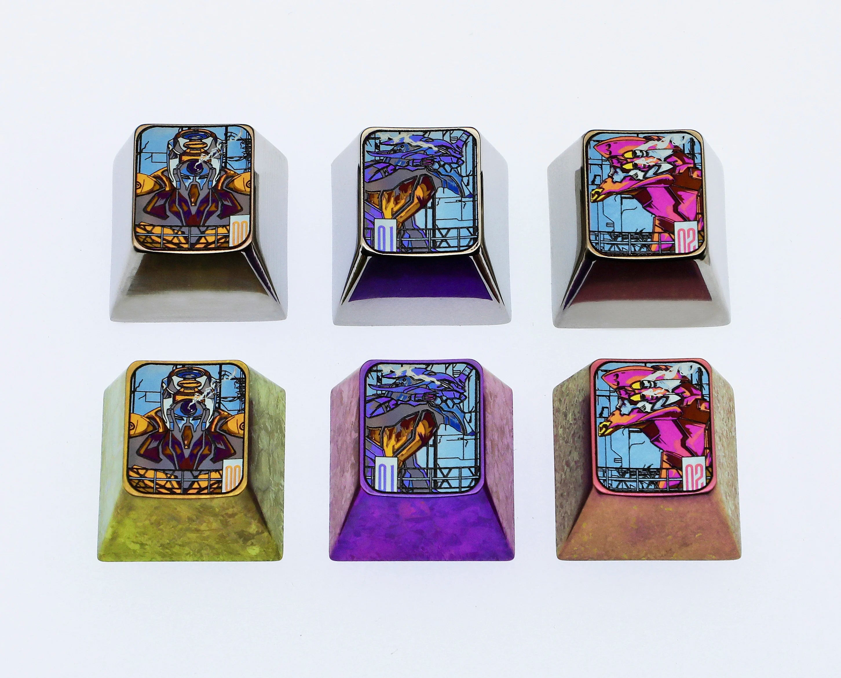 Custom Anime Keycap - 1U Titanium Alloy Metal Personalized Keycap for Mechanical Keyboard, Eva Unit-01 Inspired Design - Perfect for Gaming, Typing & Keyboard Decoration
