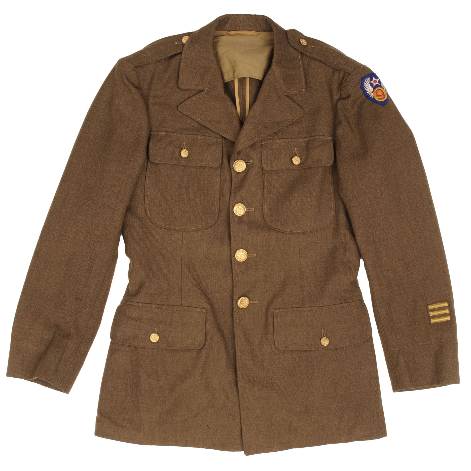 Vintage US Army Air Forces Wool Dress Jacket with Patch - WWII 1943 Era - Size 36R - Authentic Military Uniform for Collectors & Reenactments