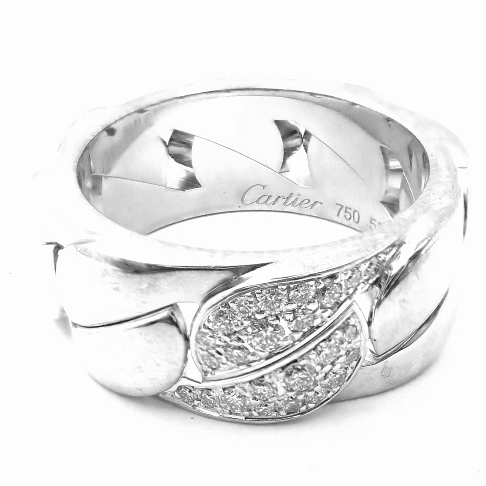 Authentic Cartier 18K White Gold Diamond La Donna Band Ring - Size 6 (EU 53) - Perfect for Weddings, Anniversaries & Luxury Gifts