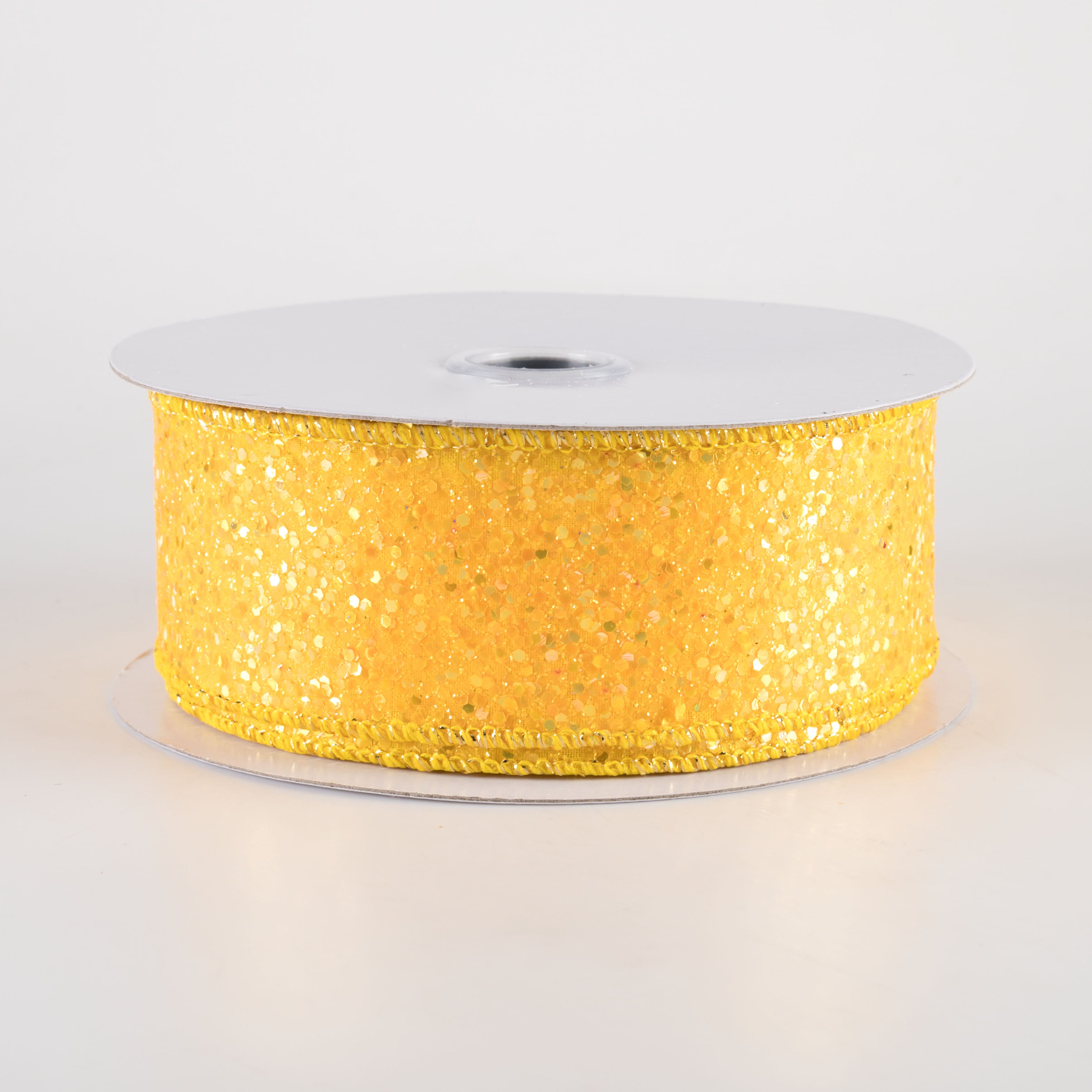 1.5 Inch Wide Large Glitter Ribbon - Yellow (10 Yards) for Gift Wrapping, Party Decorations, and DIY Crafts