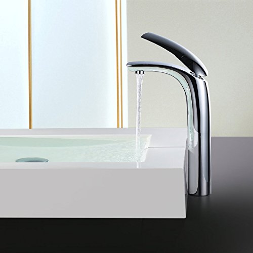 Dowell Modern Tall Vessel Sink Faucet - Single Handle One Hole Bathroom Vanity Faucet in Chrome (Model 8001 018 01) - Perfect for Contemporary Bathroom & Powder Room Decor
