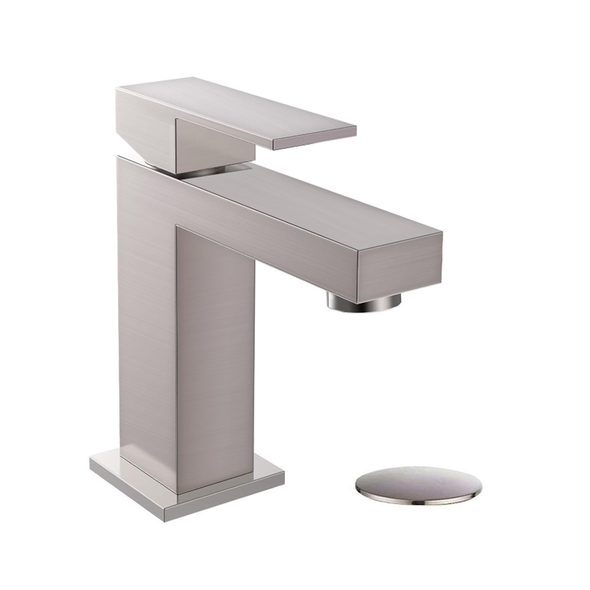 ALWEN Brushed Nickel Bathroom Faucet - 1 Hole Single Handle Sink Faucet with Pop-Up Drain, Lead-Free, Touch On - Perfect for Modern Bathroom Vanities, Powder Rooms & Guest Baths