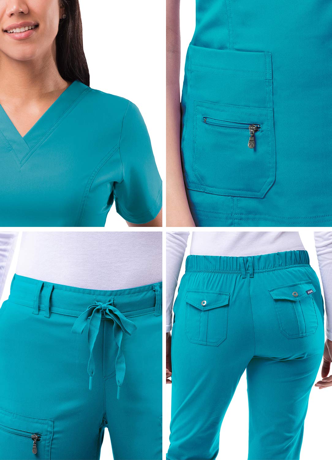 Adar Pro Breakthrough Plus Scrub Set for Women - Enhanced V-Neck Top & Multi-Pocket Pants - Petite/Tall Sizes - Perfect for Nursing, Medical Work & Healthcare Professionals