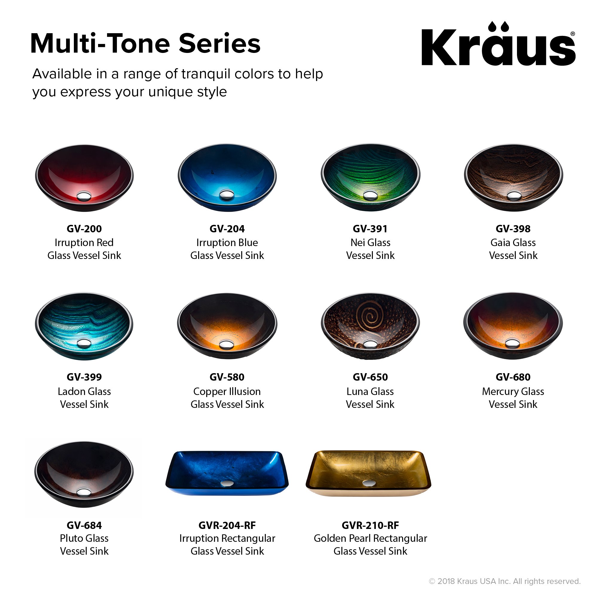 KRAUS 17-Inch Round Glass Vessel Bathroom Sink in Red, Black & Gold - Modern Vanity Basin for Bathroom Remodel & Luxury Home Decor (Model GV-680)