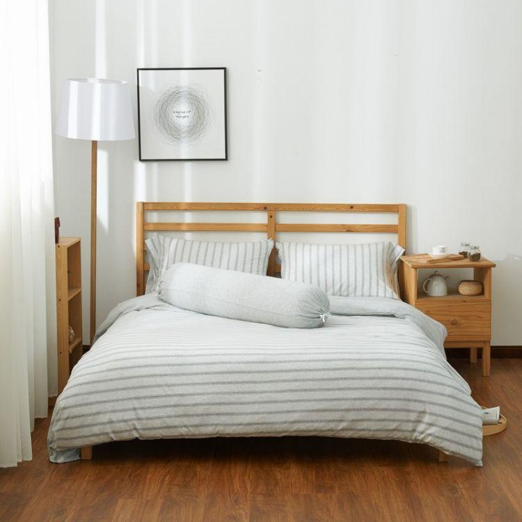 Premium Cotton Pure™ Menatee Grey Stripe Jersey Pillow Case - Soft Breathable Hypoallergenic Bedding - Perfect for Home, Hotel & Travel Use