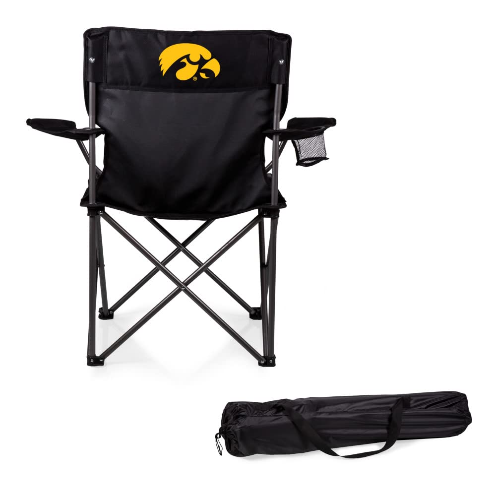PICNIC TIME NCAA PTZ Portable Camping Chair - Lightweight Folding Beach Chair with Carry Bag for Outdoor, Picnic, Sports Events (Black) - Perfect for Camping, Beach, Backyard, and Tailgating