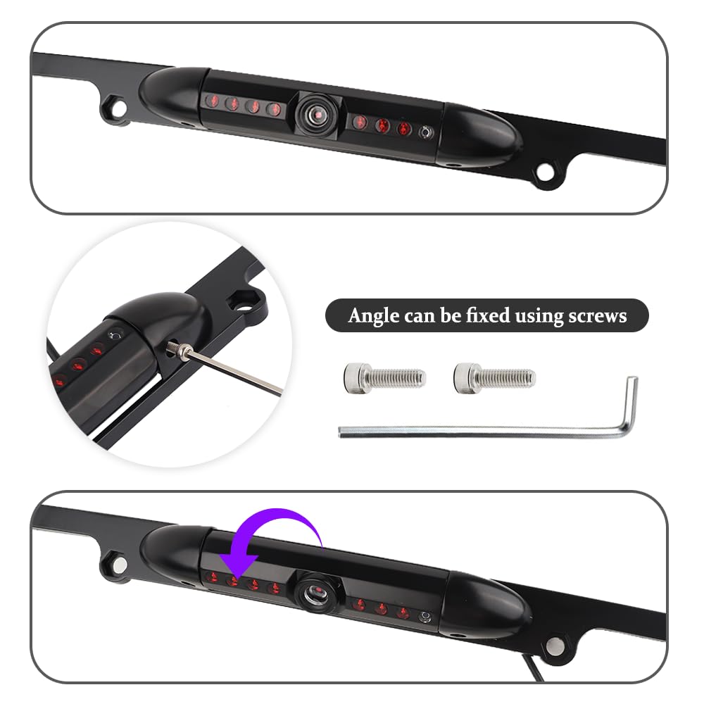 HD Night Vision License Plate Backup Camera with 8 LEDs, 170° Wide Angle & IP67 Waterproof - Heavy Duty Rear View Camera for Cars, Trucks, SUVs (Fits US License Plates) - Perfect for Parking Assistance & Safe Reversing in Low Light Conditions