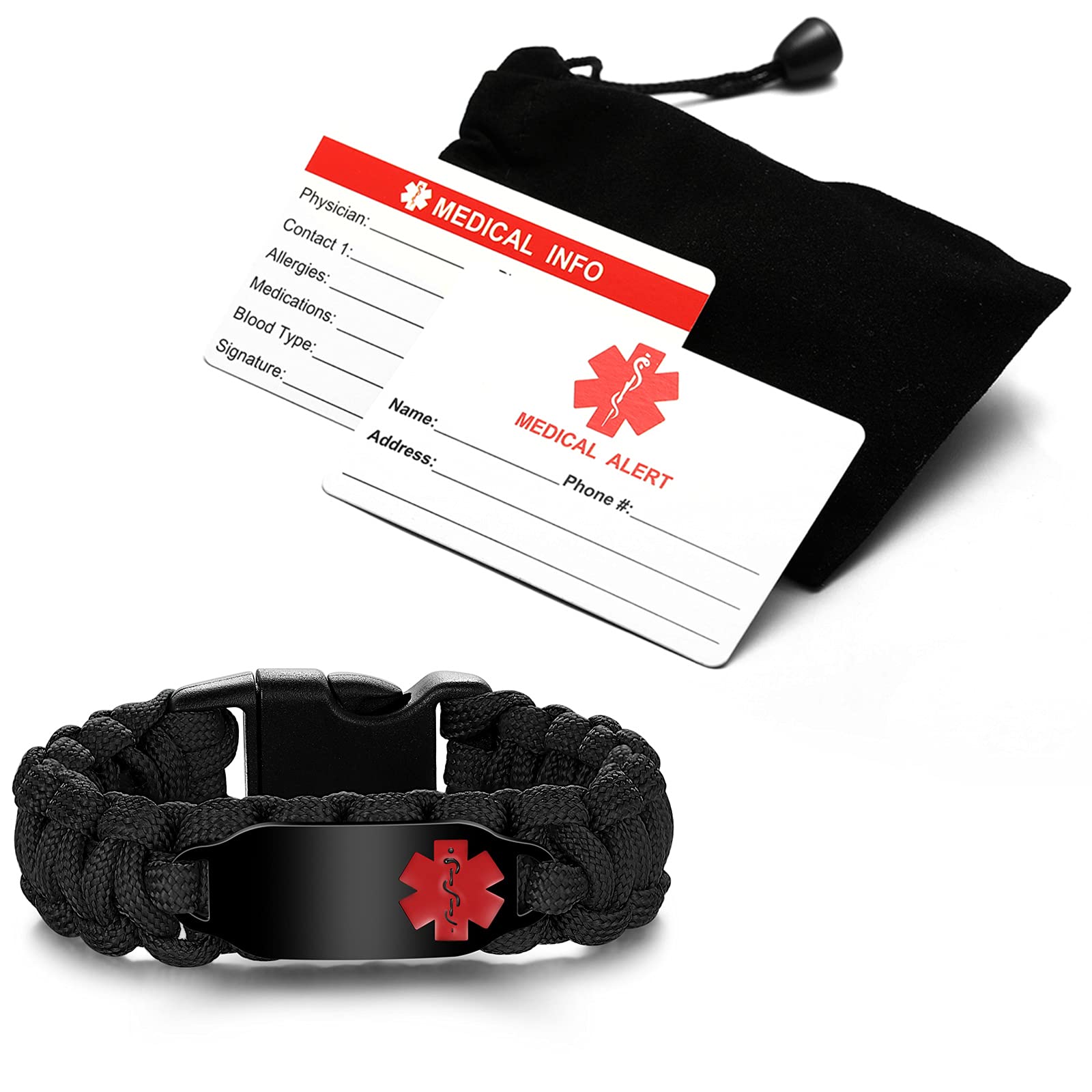 Personalized Medical ID Bracelets for Women & Men - Free Custom Engraving, Hand-Woven Paracord Braided Medical Alert Bracelet (6.0-9.0 Inches Adjustable) - Perfect for Emergency Medical Information & Outdoor Activities