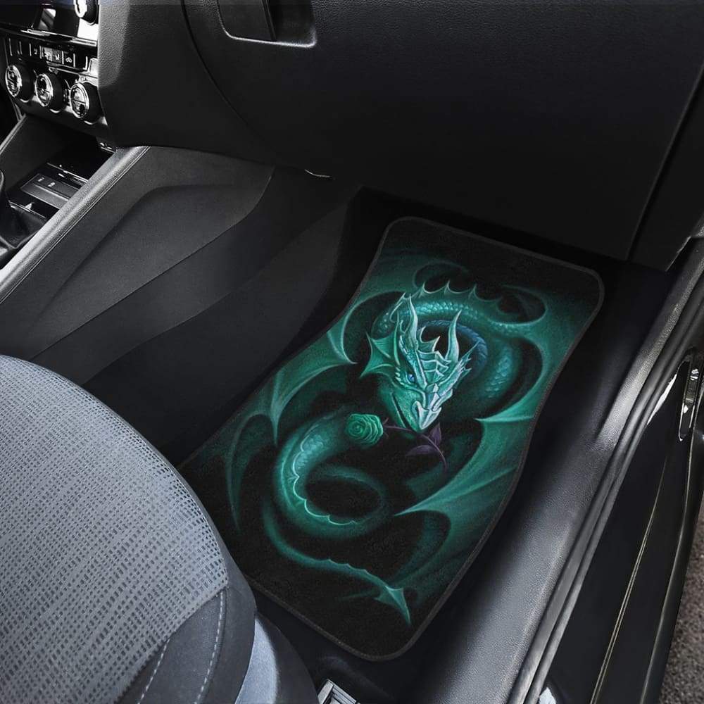 Blue Dragon Rose Art Car Floor Mats - Non-Slip Custom Fit for Sedan, SUV & Truck - Fantasy 210303 Design for Luxury Car Interiors & Gift Ideas