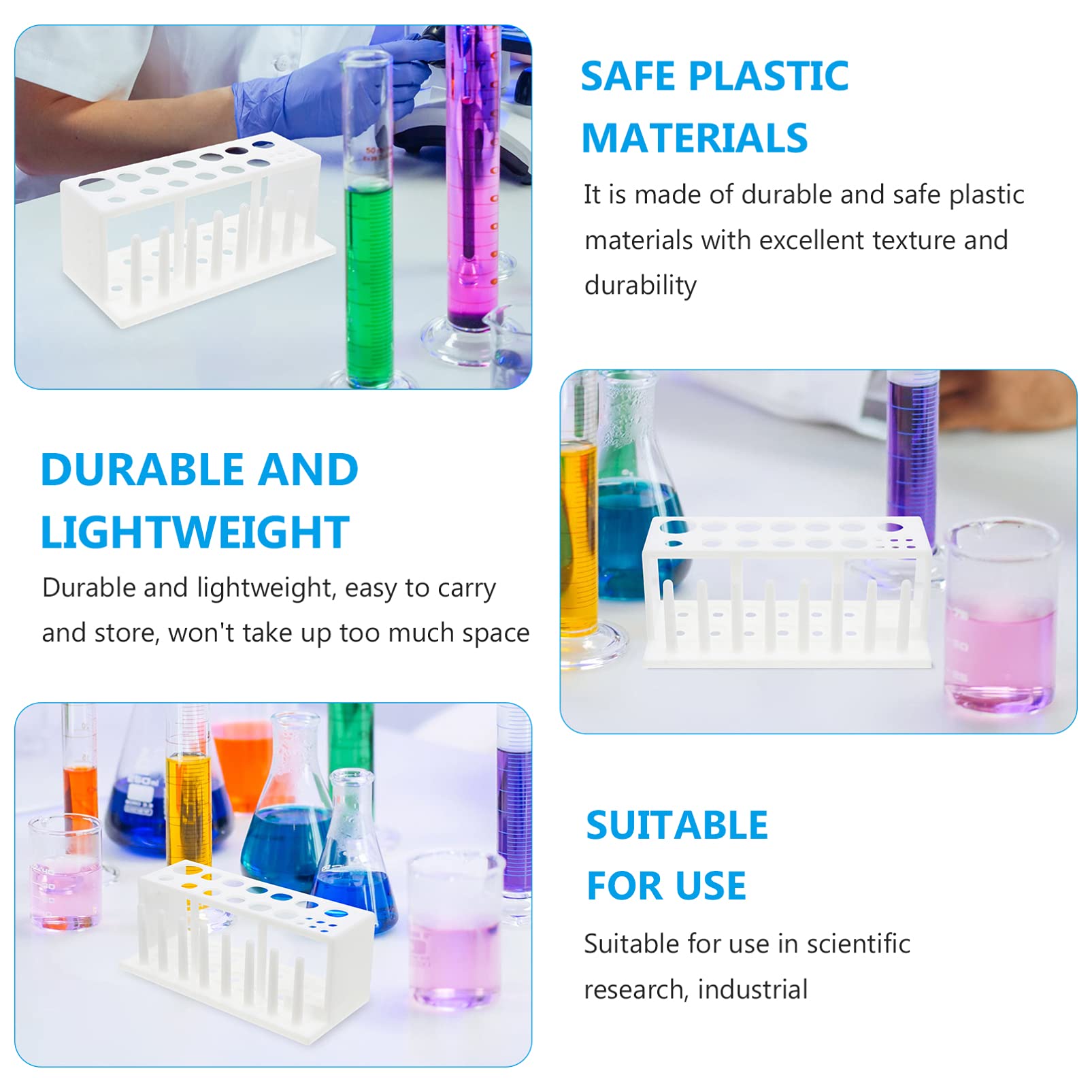 1pc Plastic Test Tube Rack - Laboratory Tube Holder for 6/12/24 Tubes, Durable Test Tube Stand with Stable Base for Science Experiments, School Labs & Home Chemistry Use