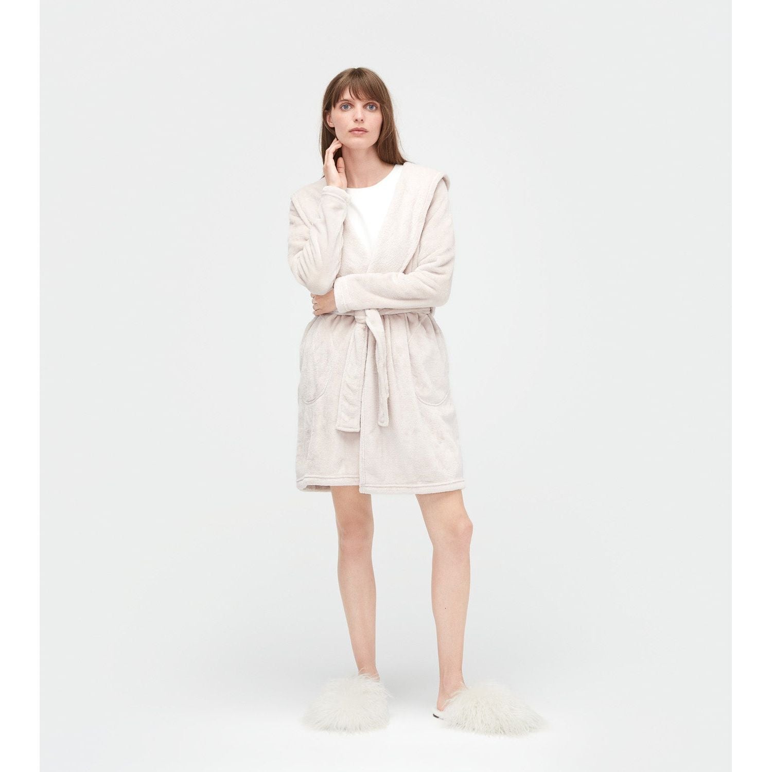 UGG Women's Miranda Fleece Robe - Soft Plush Loungewear in Moonbeam Color | Cozy Homewear for Relaxing Evenings & Spa Days