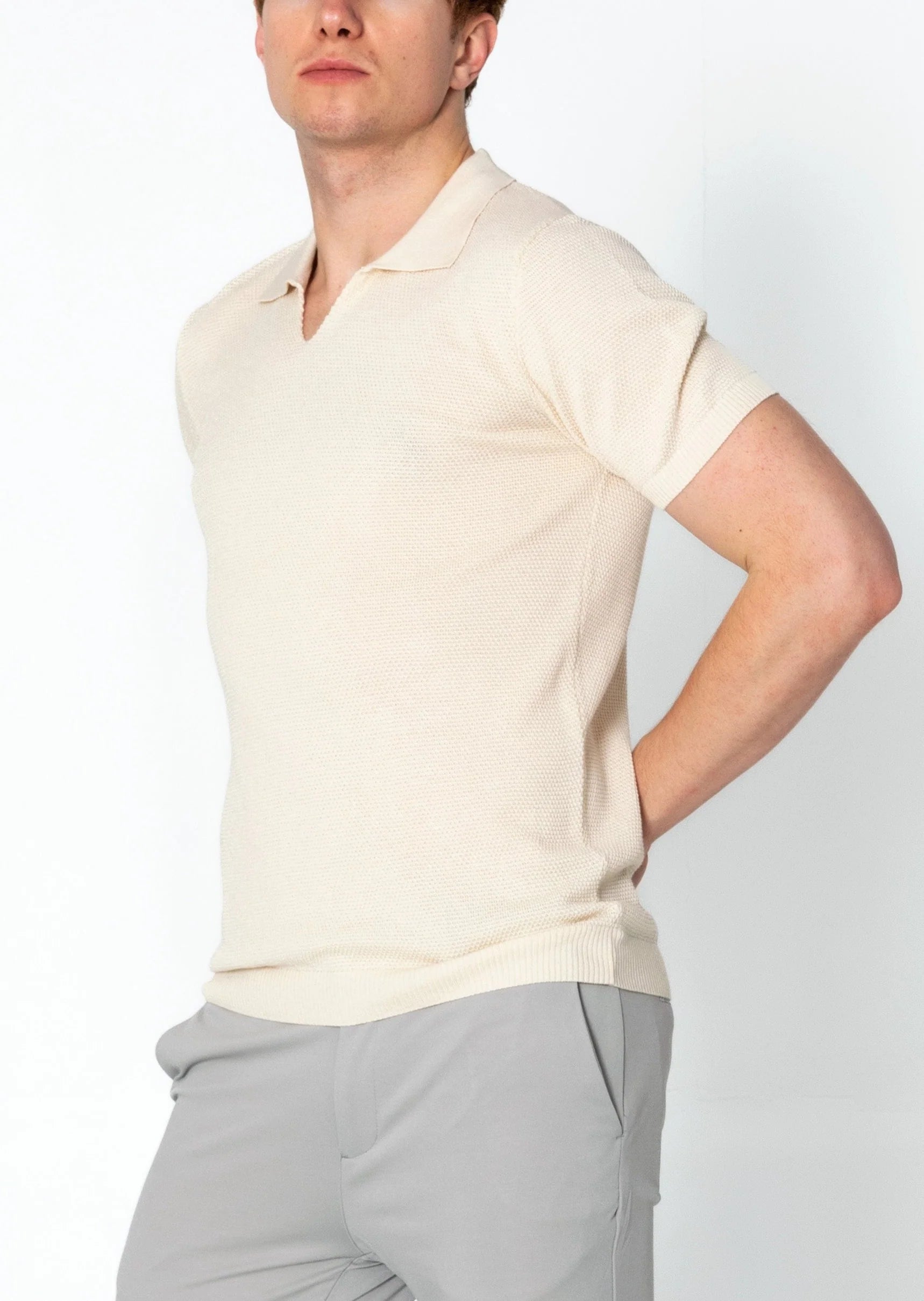RNT23 Jersey Knit Polo Shirt for Men - Soft & Breathable Beige Casual Shirt | Perfect for Office, Golf & Everyday Wear