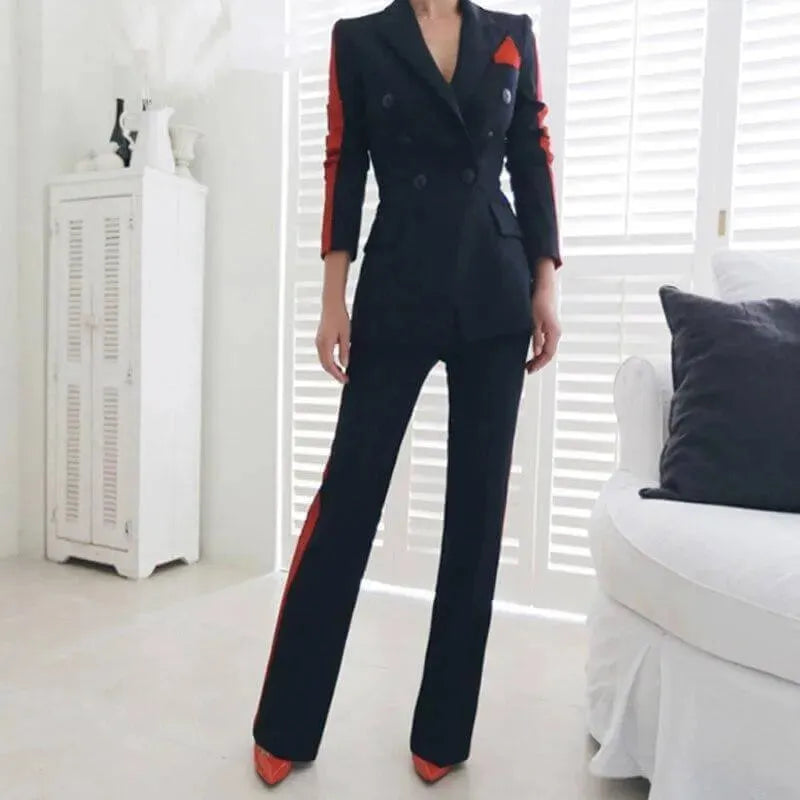Elegant Women's Pant Suit - Amani Double Breasted Pantsuit for Business, Office & Formal Events | Professional Workwear & Career Outfits