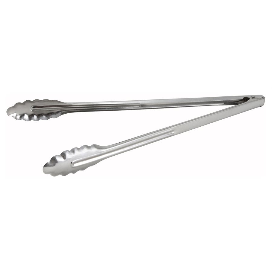 Winco UT-16LT 16-Inch Stainless Steel Utility Tongs - Professional Kitchen Tongs for Cooking, Grilling, Serving & Salad Tossing - Heavy Duty Restaurant Quality Food Tongs