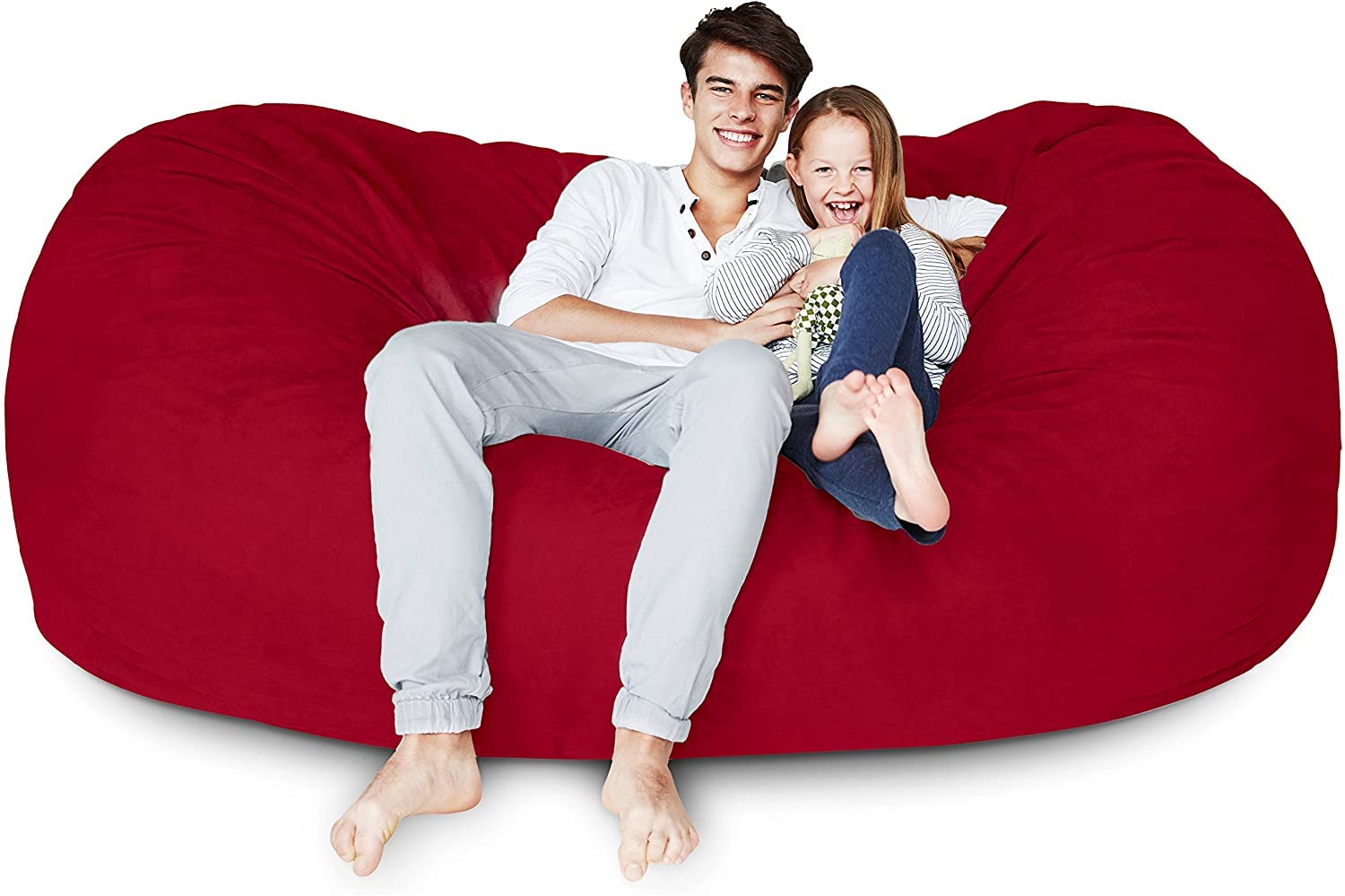 Luxury Microsuede Bean Bag Cover - Machine Washable 7-Foot Replacement Outer Shell with Red Inlay | Perfect for Living Room, Game Room & Dorm Decor | Soft & Durable Furniture Protector