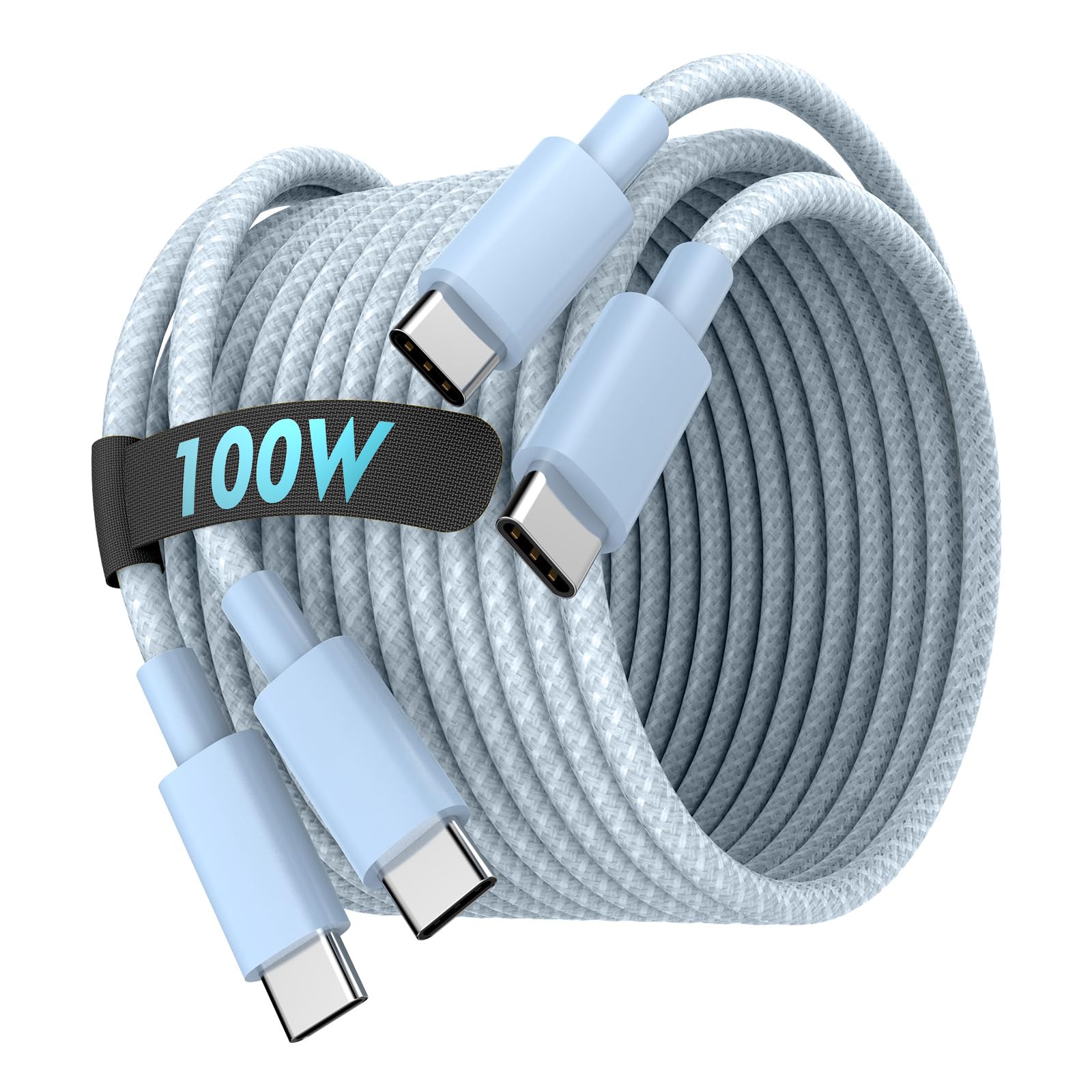ANMIEL 2-Pack 6.6ft USB C to USB C Cable 100W Fast Charging, Type C Charger Cord for iPhone 15 Pro/Pro Max/Plus, Samsung Galaxy, iPad, MacBook - Perfect for Home, Office & Travel Charging (Blue)