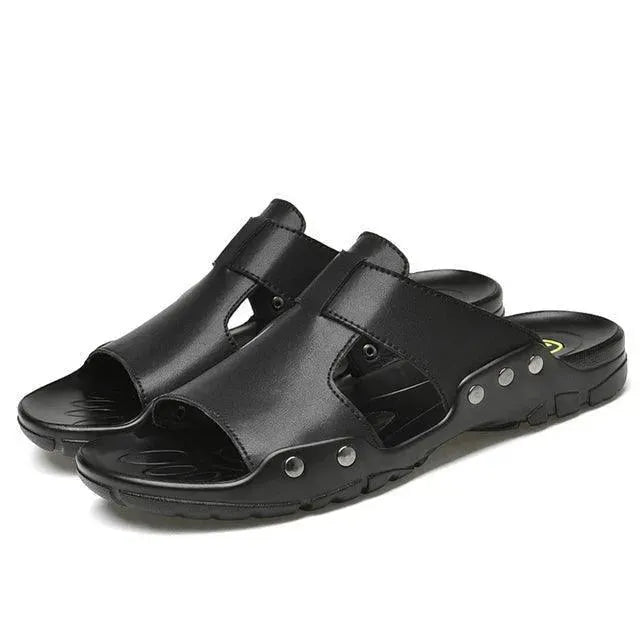 Comfortable Summer Slip On Leather Sandals for Women - Breathable & Lightweight Casual Shoes for Beach, Vacation, and Everyday Wear