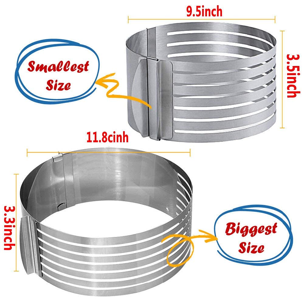 **Stainless Steel Adjustable Cake Leveler & Slicer - 6-8 inch & 9.5-12 inch - Perfect for Layered Cakes, Mousse, and Desserts | Professional Baking Tool for Even Cake Layers & Smooth Slices**    *(Use for weddings, birthdays, bakeries, and home baking to create flawless cake layers and desserts!)*