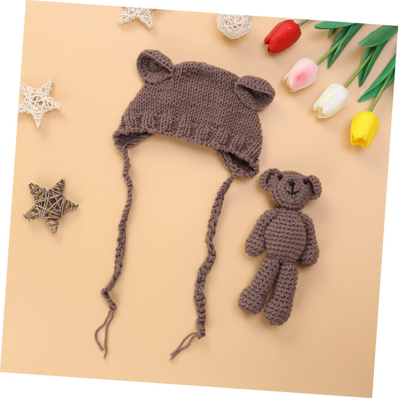 OSALADI Knitted Baby Photography Hat - Soft Crochet Bear Cap for Newborn Photo Shoots | Cute Infant Photo Prop & Newborn Gift
