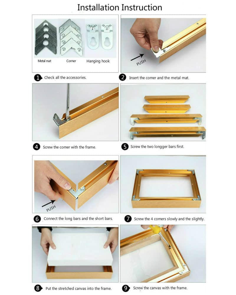 GVS-ART DIY Metal Floating Frame Kit for 24x24 Inch Canvas Painting - 1.5