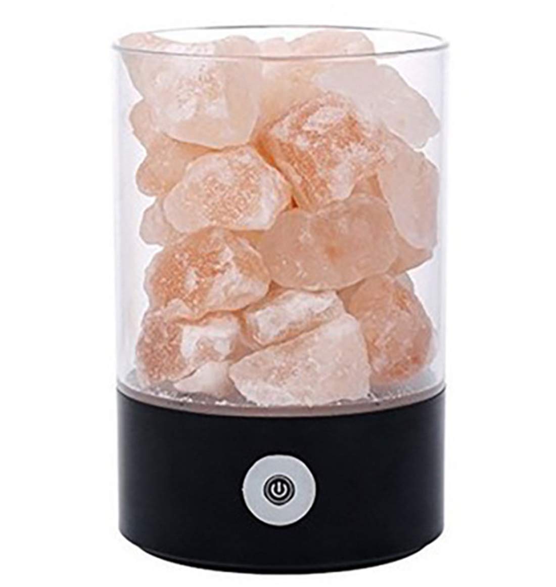 Himalayan Salt Lamp with USB Rechargeable & Touch Control Dimmer - Natural Pink Salt Night Light in Glass Bowl for Bedroom, Living Room | Relaxation, Meditation & Home Decor