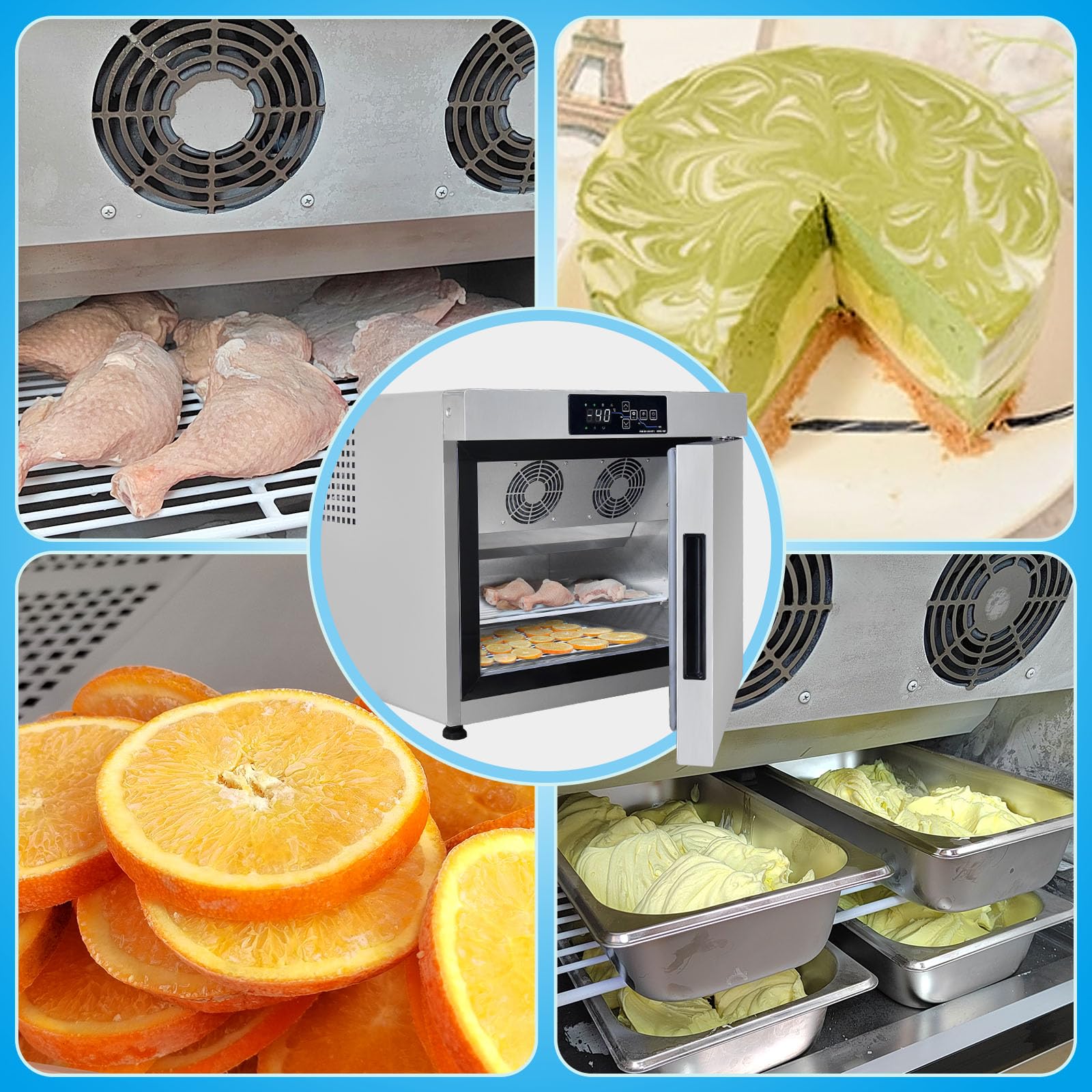 Kolice Commercial Tabletop Blast Chiller & Freezer Cabinet -35°C (-31°F) for Restaurants, Ice Cream Shops, Schools & Home Use | Fast Freezing for Food Preservation & Ice Cream Storage