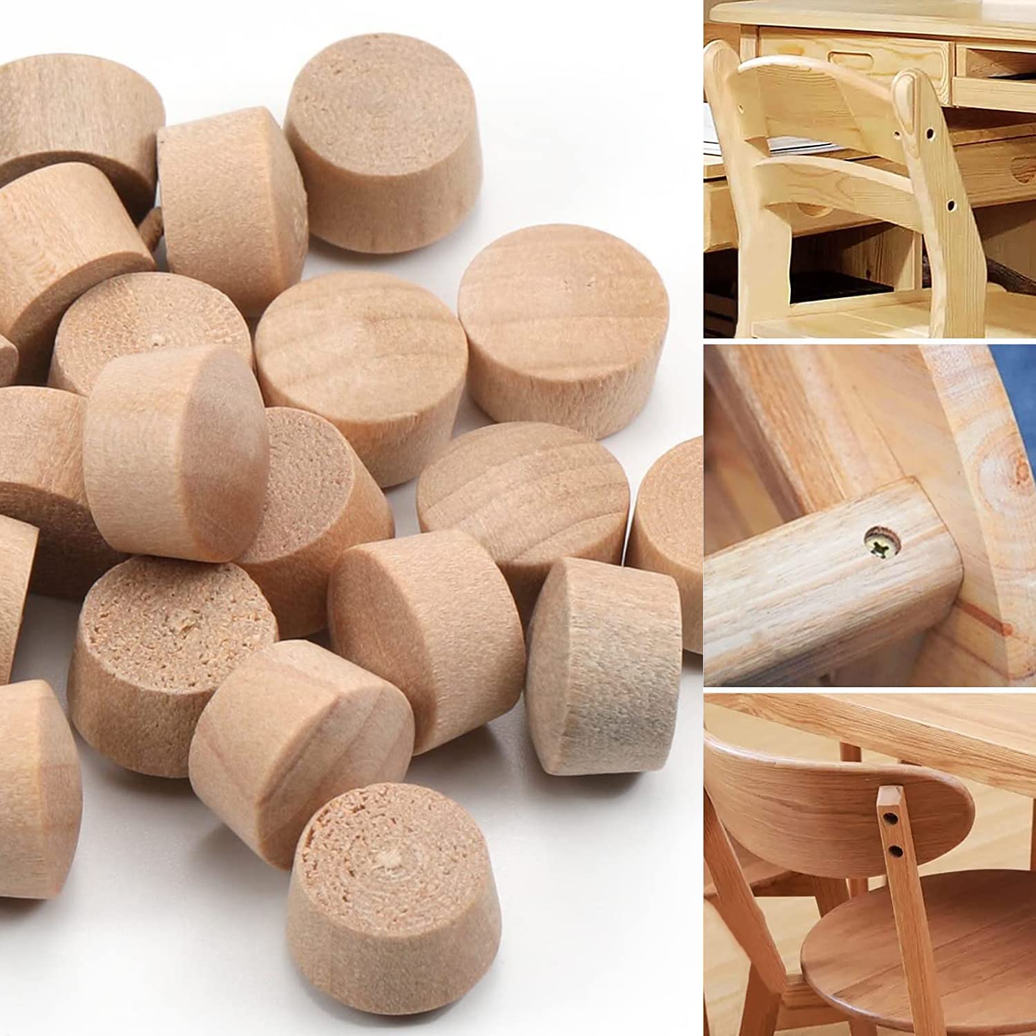 MroMax 10Pcs Round Wood Button Plugs 0.51