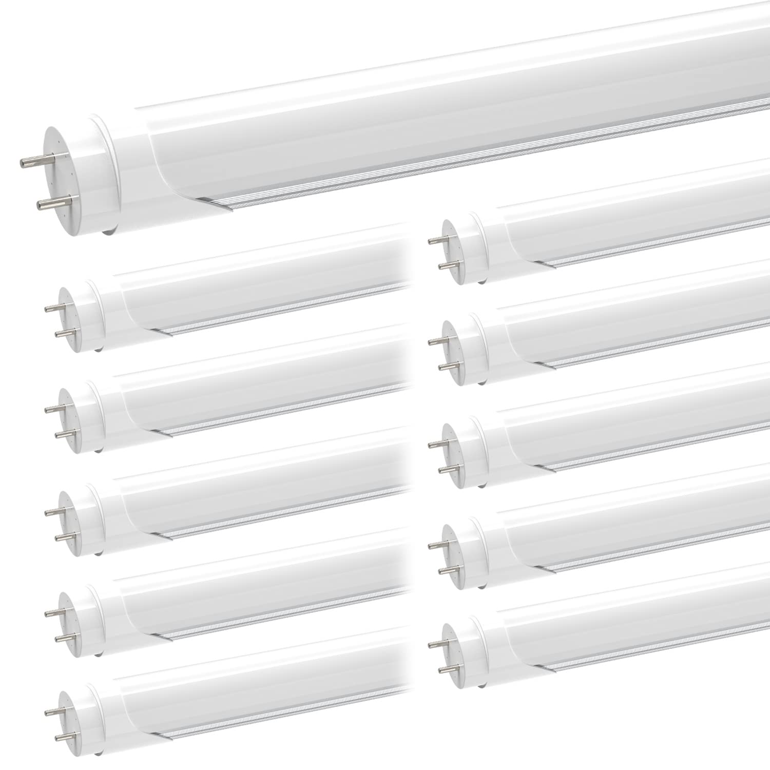 CNSUNWAY 4FT LED Tube Light T8 6000K Daylight White - 2400LM Super Bright, Type A+B Plug & Play or Ballast Bypass, Frosted Cover (10-Pack) - Perfect for Office, Warehouse & Garage Lighting