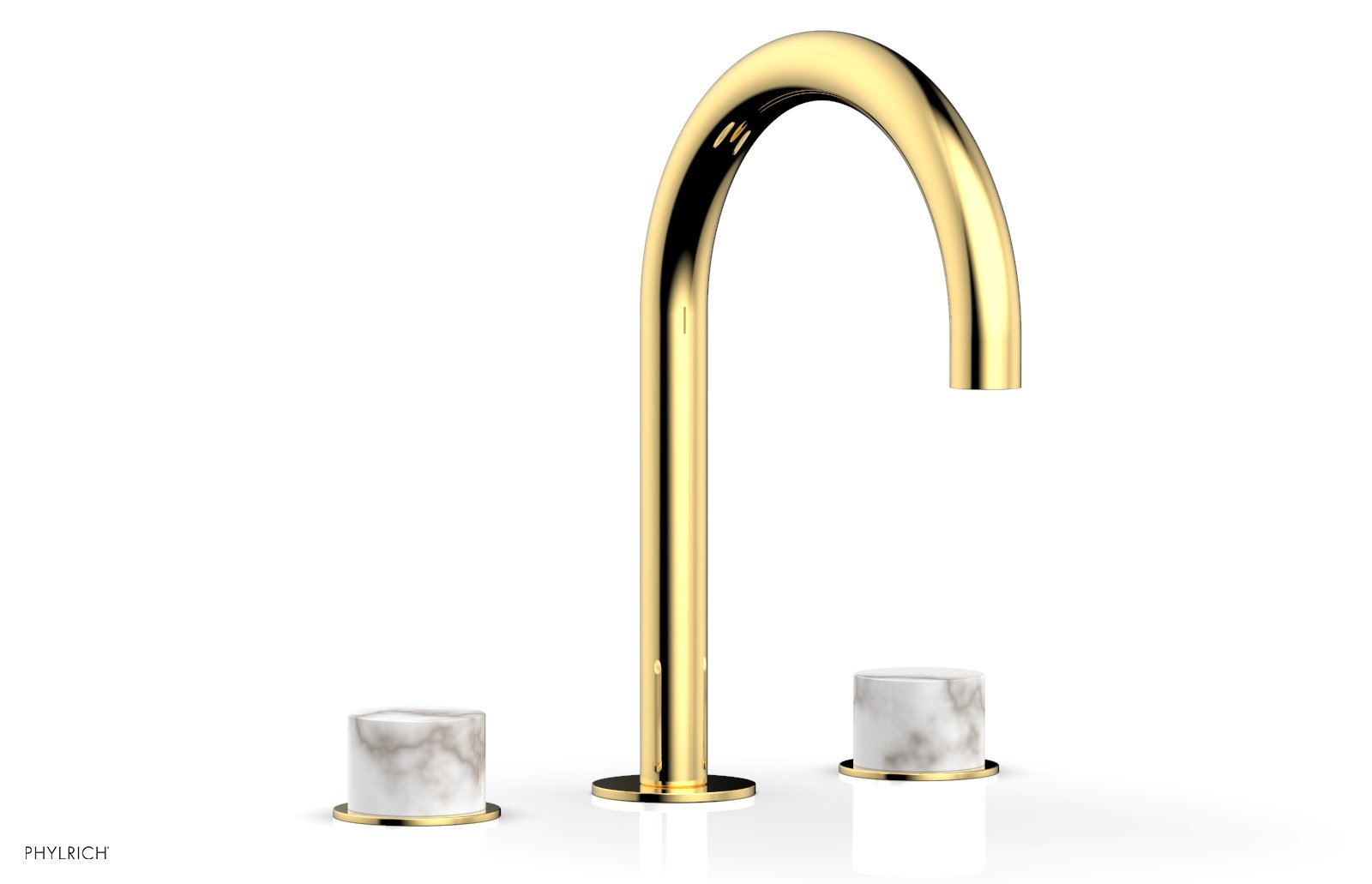 BASIC II Widespread Bathroom Faucet with White Marble Handles - 8 Inch Centerset, Brushed Nickel Finish for Modern Vanity Sinks (Model 230-03) - Perfect for Guest Bathrooms and Powder Rooms
