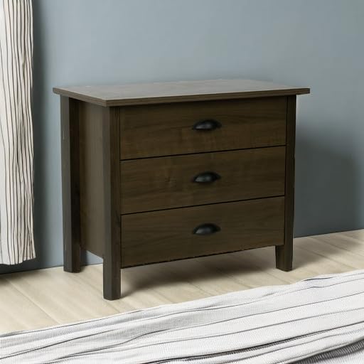 Venture Horizon 3-Drawer Nouvelle Chest in Walnut - Stylish Bedroom Dresser for Closet Organization & Home Decor Storage